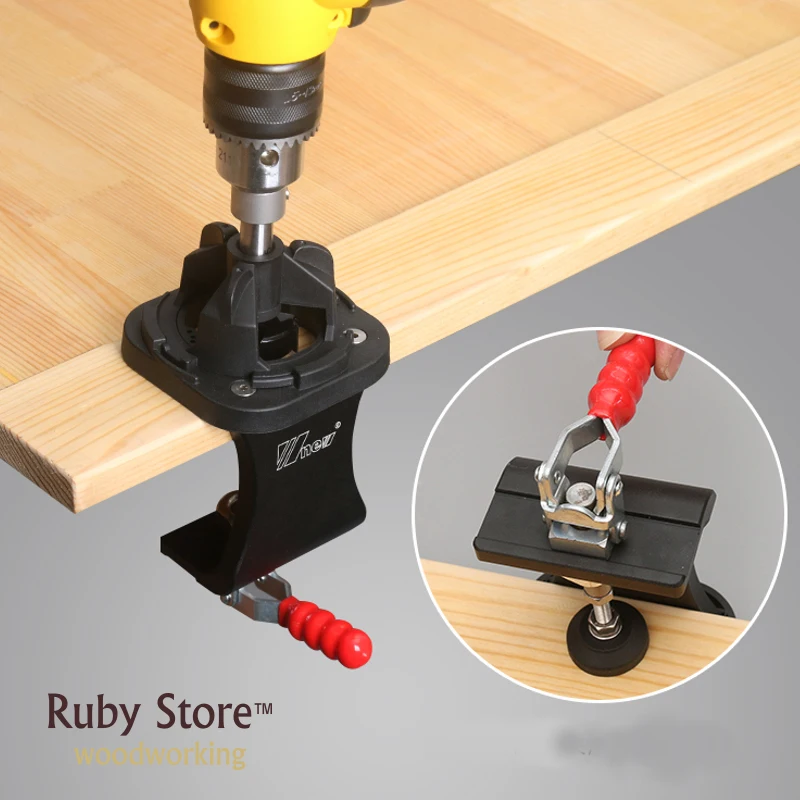 W-new 35mm Hinge Drilling Jig + Forstner Bit and Toggle Clamp, Woodworking