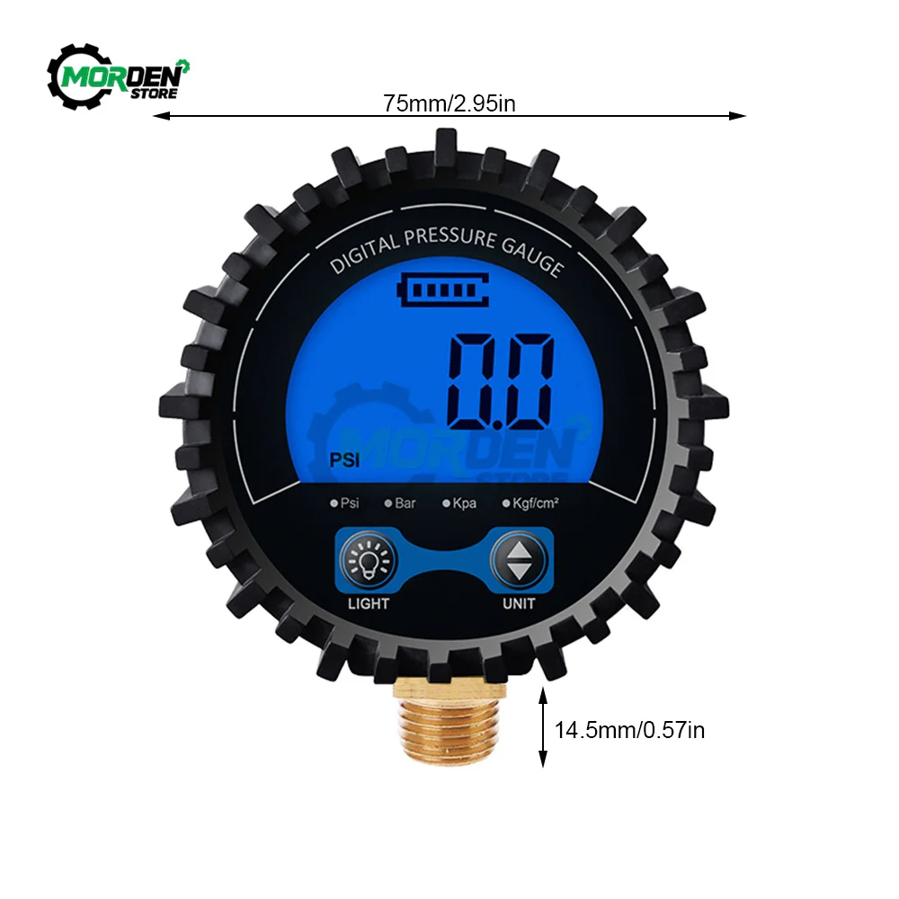 Manómetro Digital de presión de aire para neumáticos de 0-200PSI, manómetro LCD con luz LED, accesorios para motocicletas y camiones