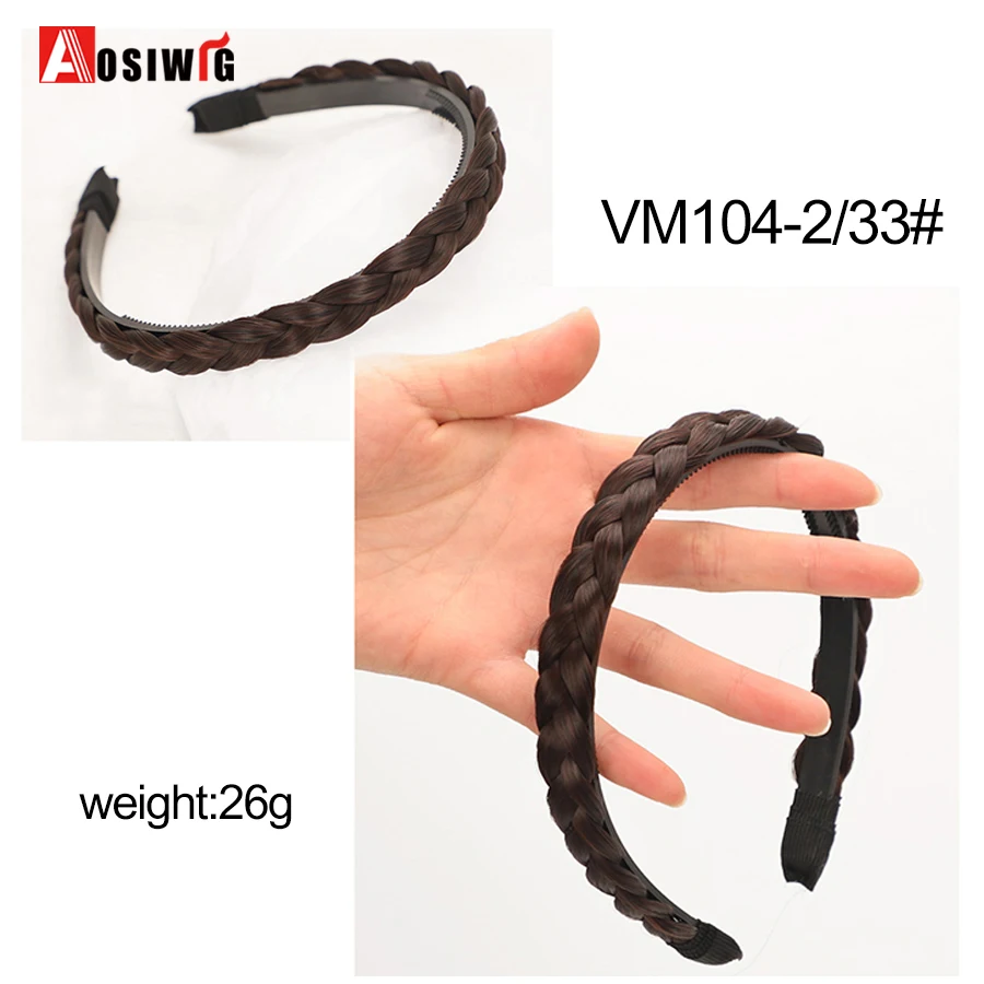 AOSI 1PC Synthetische Damen Haar Breite Fishbone Zöpfe Nicht-slip Stirnband Handgemachte Retro Stirnband Styling Kopfbedeckungen Zubehör – Detail 15