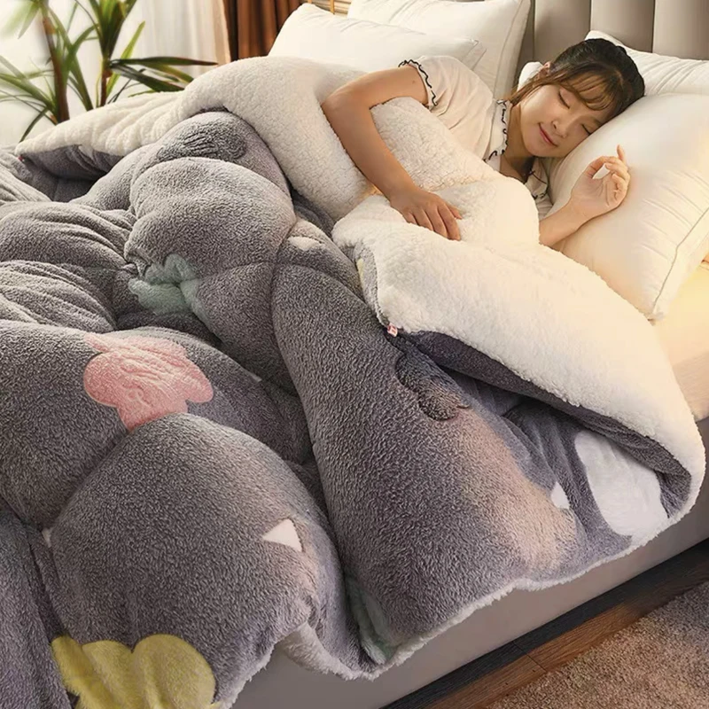 

Cashmere thicken warm quilt autumn winter soft comfortable comforter quilted student dormitory single quilts home sofa blanket