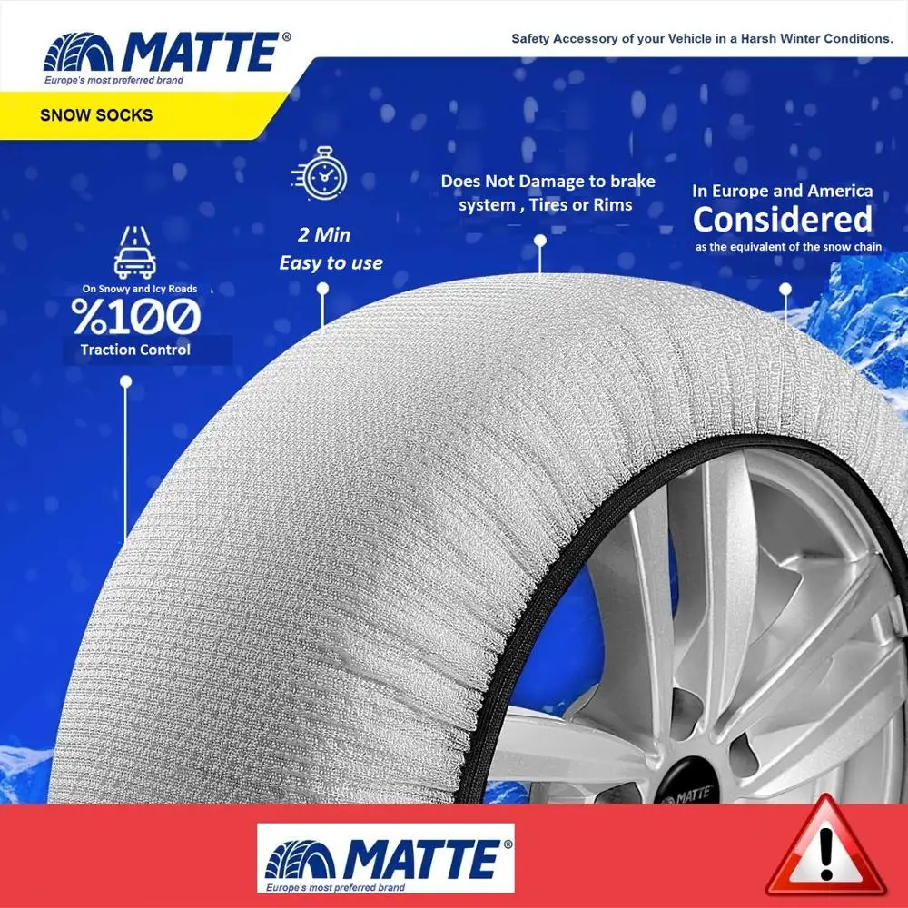 Matte Snow Tire Socks Automobile Safe Driving For Car Truck SUV Snow Chains Super X Series (Lighter Safer and Better than Chain)