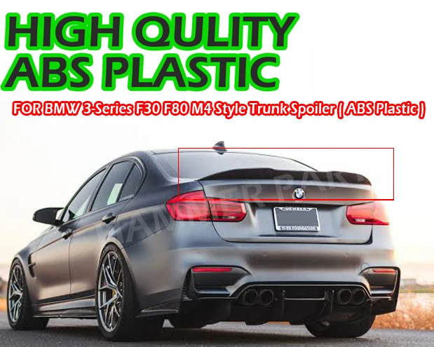 FOR BMW 3-Series F30 F80 M4 Style Trunk Spoiler ( ABS Plastic )