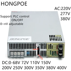 NEW Adjustable Switching Power Supply INPUT 220/277VAC AC-DC 0-68V 72V 110V 150V 200V 250V 300V 350V 400V Support PLC control