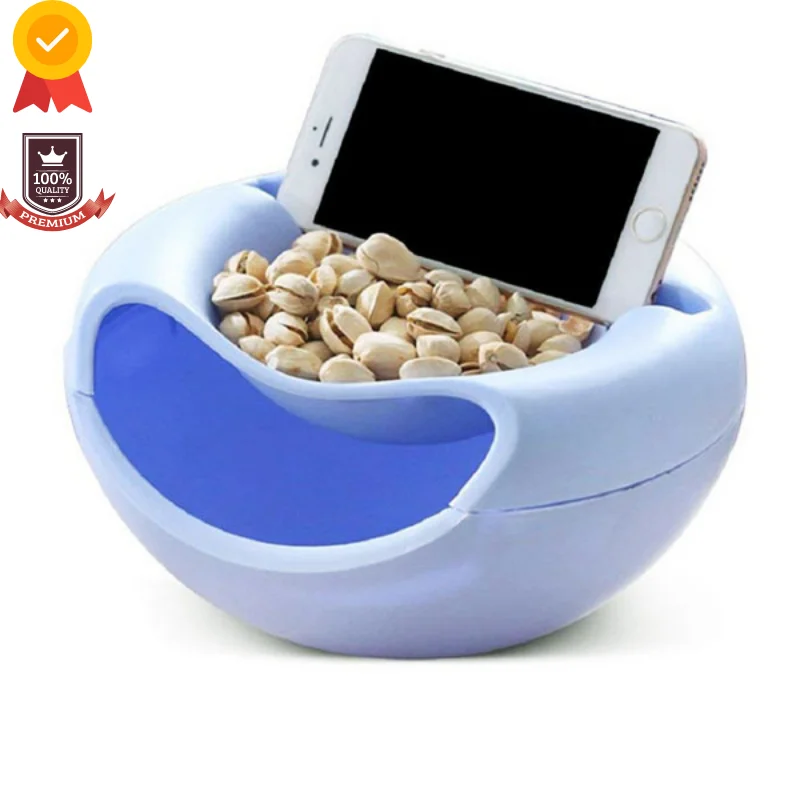 Snack Bowl Plastic Double-Layer Snack Storage Box Bowl home supplies Mobile Phone Chase For home kitchen products Home appliance