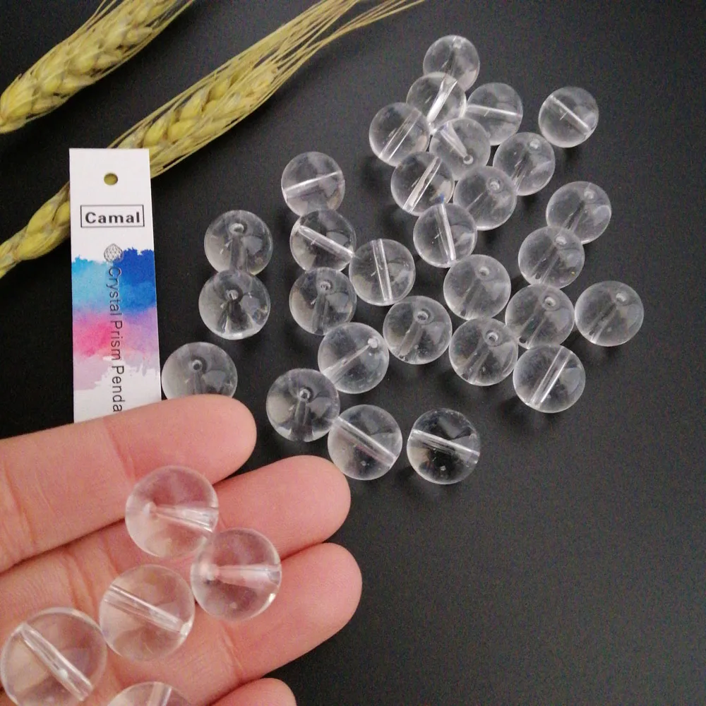 

Camal 50pcs 14MM Crystal Glass Smooth Clear Quartz Loose Beads Rondelle Ball For DIY Jewelry Making Bracelet Necklace Curtain