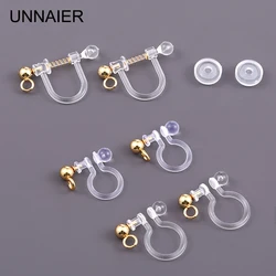 UNNAIER 1/ pair of transparent resin ear clips painless invisible diy hand-pierced female earrings jewelry accessories supplies