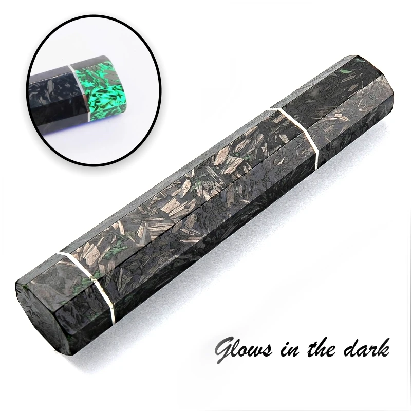 NEW Design DIY Knife handle Kitchen knife Parts Carbon Fiber Fluorescence Material Octagonal Shape Handle Dropshipping Product