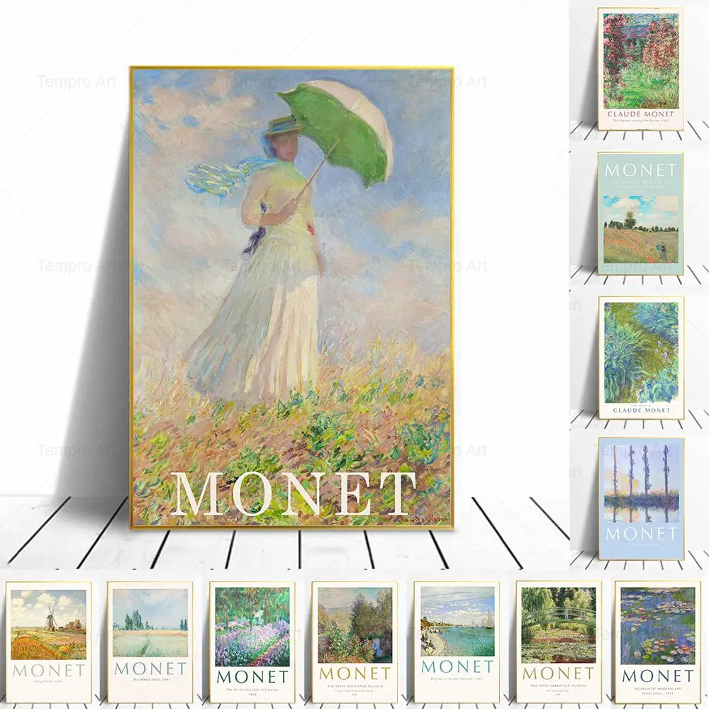 

Vintage Claude Monet Poster Landscape Canvas Painting Prints Botanical Natural Picture Living Room Home Wall Decor Oil Painting