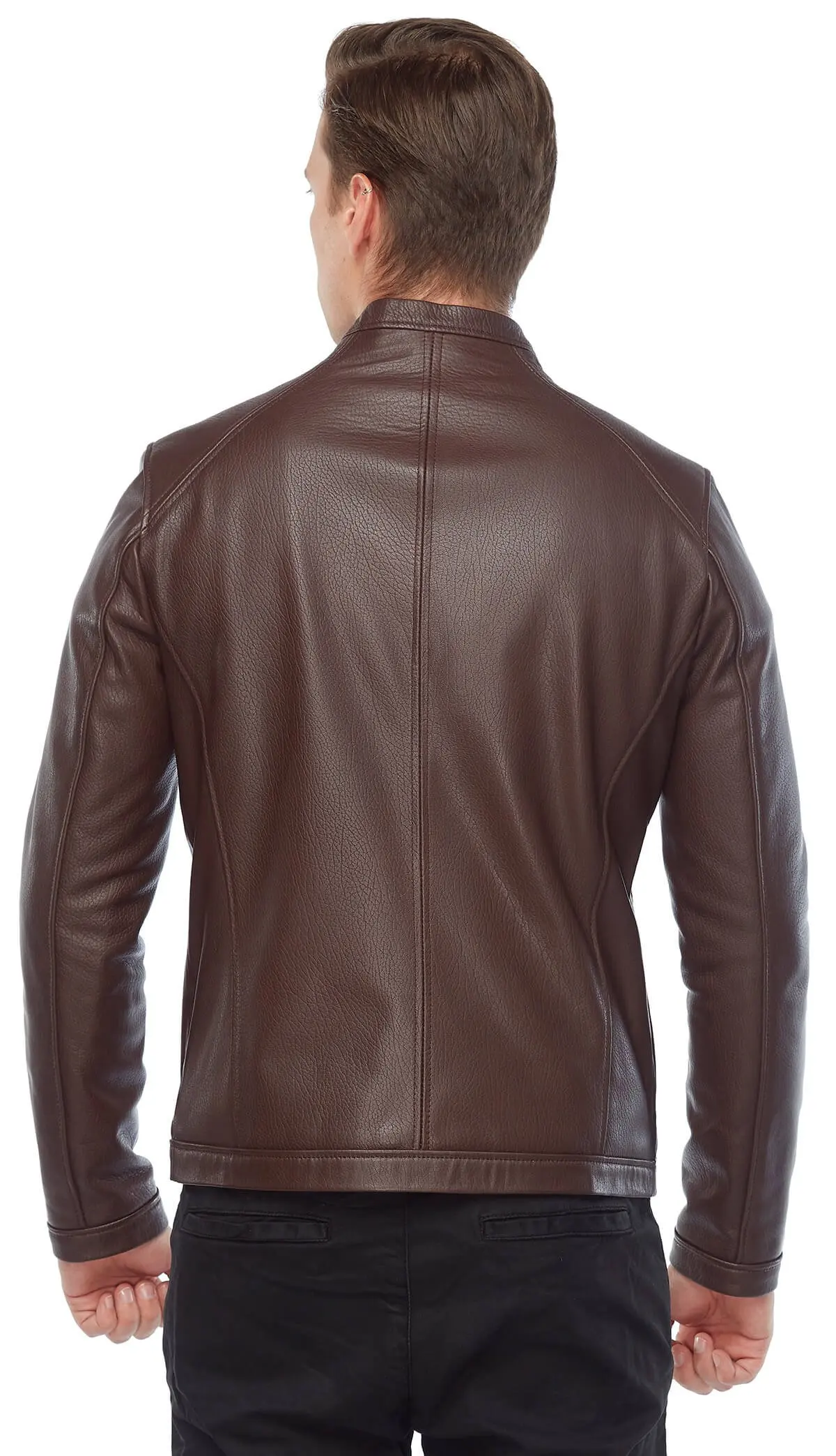 Armond Nâu Jumbo Phối Da Orjinal Da Cừu Thu Đông 2022 Biker Slim Size Lớn VintageTürkiye