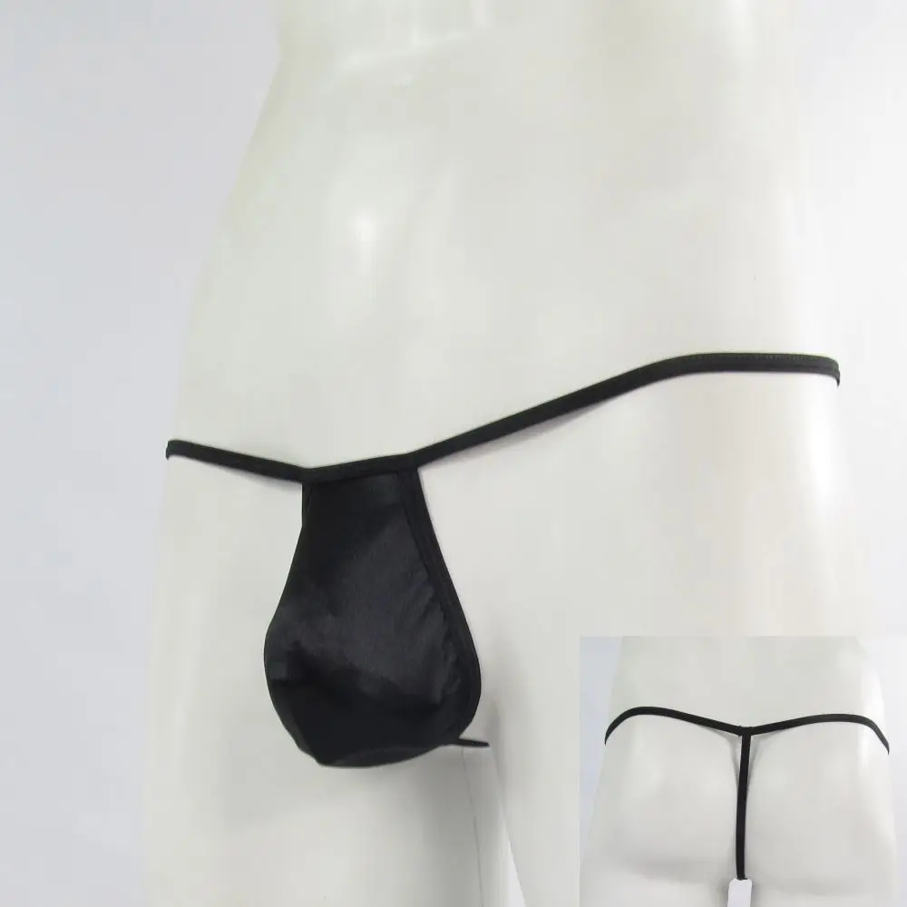 

Mens G445Y String Thong Front Pouch T-Back Shiny Satin Knit mens underwear