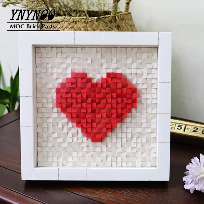 490Pcs/lot The Love Heart Art MOC Building Blocks 54200 Slope Bricks Parts for Lover Valentine's Wedding Anniversary Gifts Toys