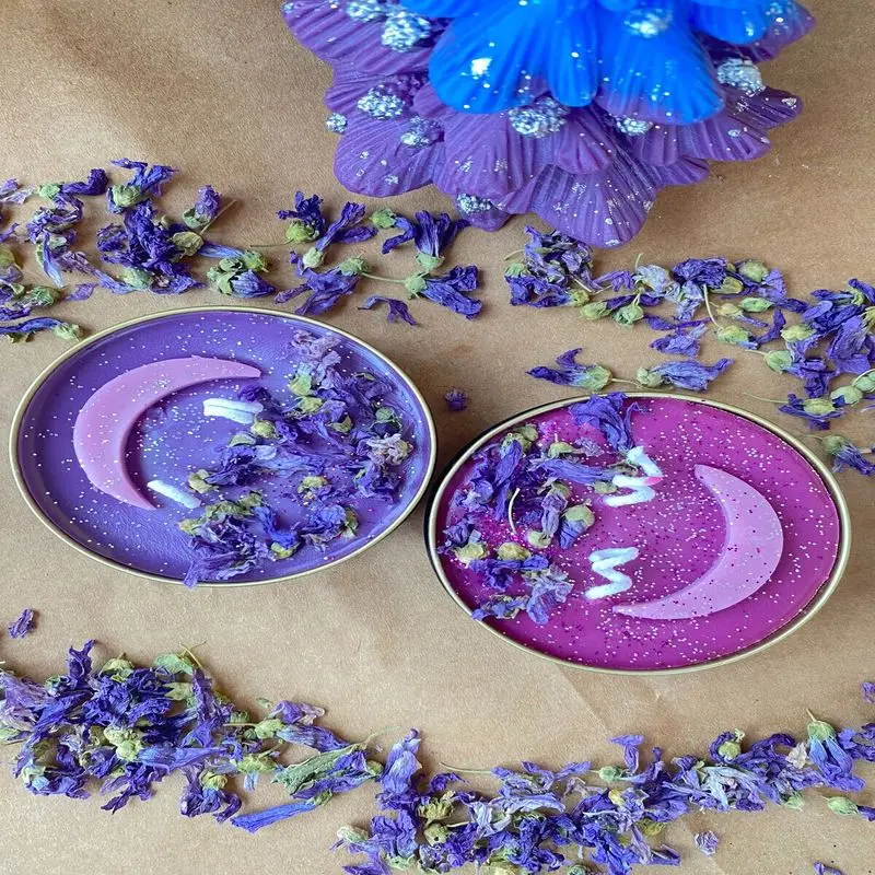 Soy Wax Natural Purple Art Candles 2 Pcs Vanilia Scented Aromatherapy Home Decoration Wedding Birthday Ritual Meditation Yoga