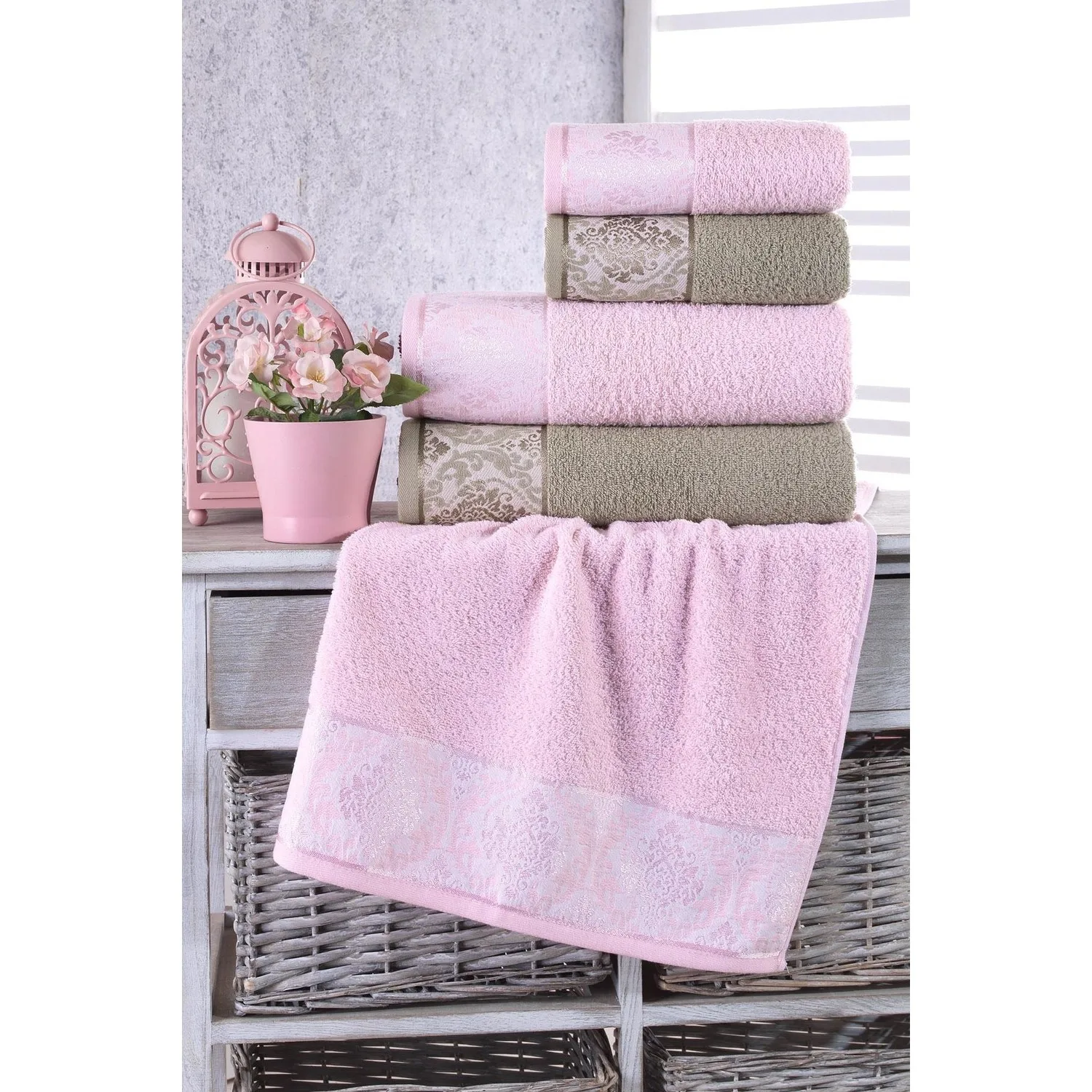 4Pcs 100%Cotton Bath Towel Set Ottoman Long Fiber Cotton Yarns Fast Drying  Absorbent Antibacterial Home 2021 Fashion