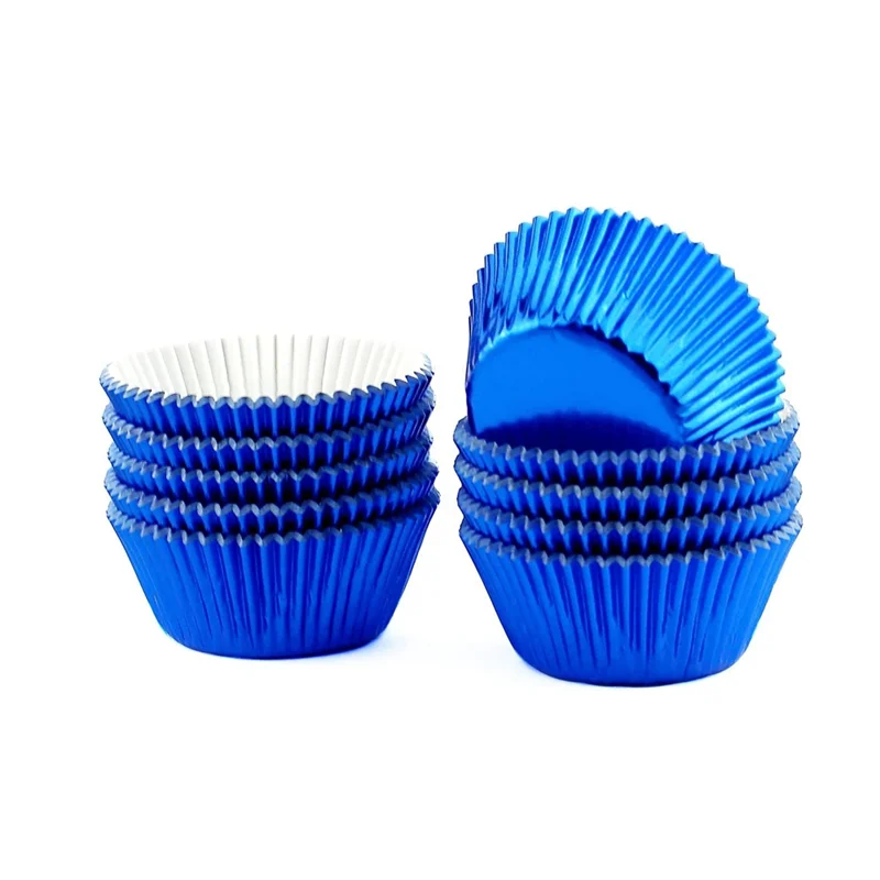 blue color Foil Baking Cups Cupcake Wrappers Muffin Liners, Standard 100 Count  baking cases