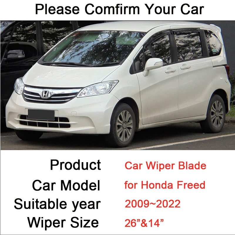 Car Front Windshield Wiper Blades for Honda Freed GP3~GP8 2009~2022 2010 2011Frameless Durable Rubber Snow Scraping Accessories