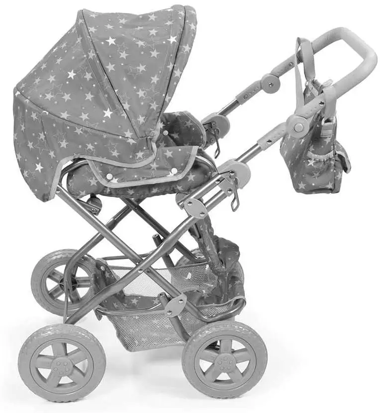 Nina Gaby large 62098 cuckoo with wheels for dolls, 42x85x53 cm, Gray