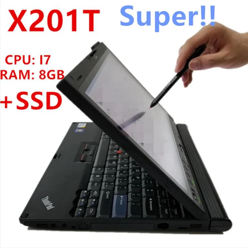 Used Computer For lenovo X201T Laptop i7 8GB RAM Touch Screen with SSD for Alldata software Mb Star C4 C5 C6 Diagnostic Tool