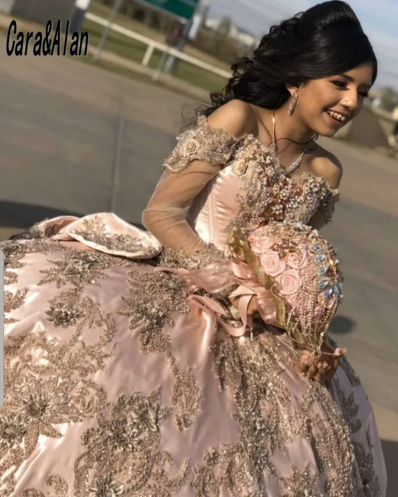 Charro-Robes de Quinceanera mexicaines personnalisées, appliques à manches longues, perles douces, 16 robes de reconstitution historique de Quinceanos, quel que soit le costume éducatif