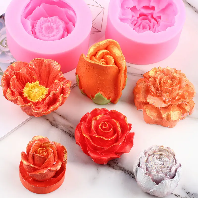 

Rose Flower Peony Tulip Poppy Silicone Mold DIY Soap Clay Resin Candle Mold Candy Chocolate Fondant Cake Decorating Baking Tools