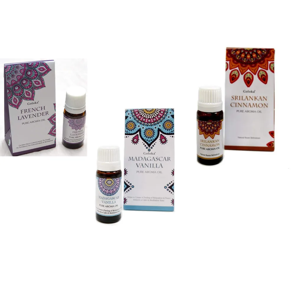 PACK essences GOLOKA AROMAS of cinnamon, lavender and vanilla-10ML each aromatic jar-30ML TOTAL