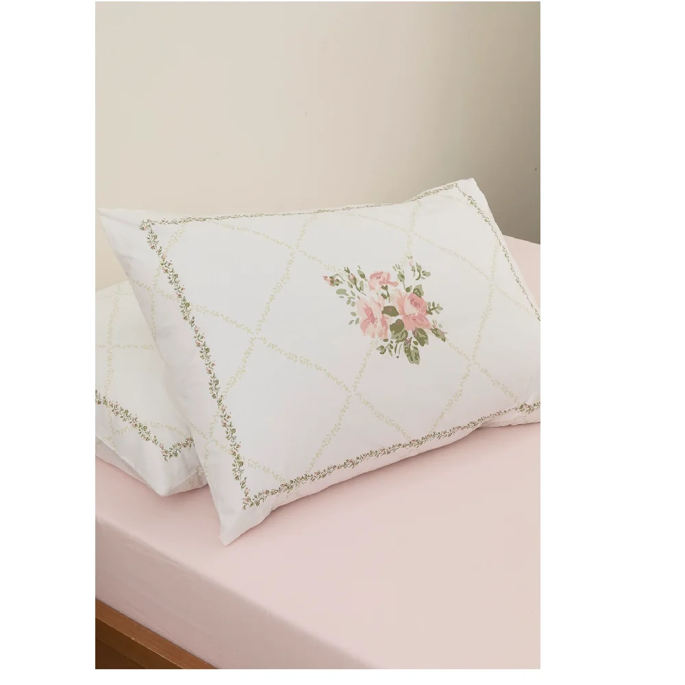 Rose Pattern Cotton 2'li Pillow Case 50x70 Cm Light Pink Dust Proof Do Not Sweat Cushion Protector Cover home decoration textile