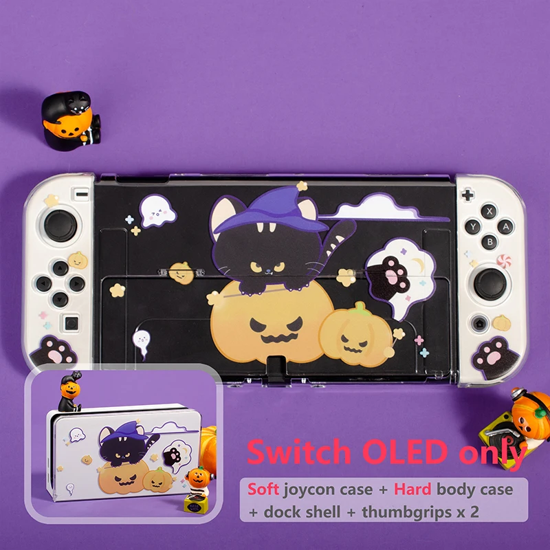 Pumpkin Cat Switch OLED Case Cute Cat Dog Shell For Nintendo Switch OLED NS JoyCon Games Housing For Nintendo Switch Accessories