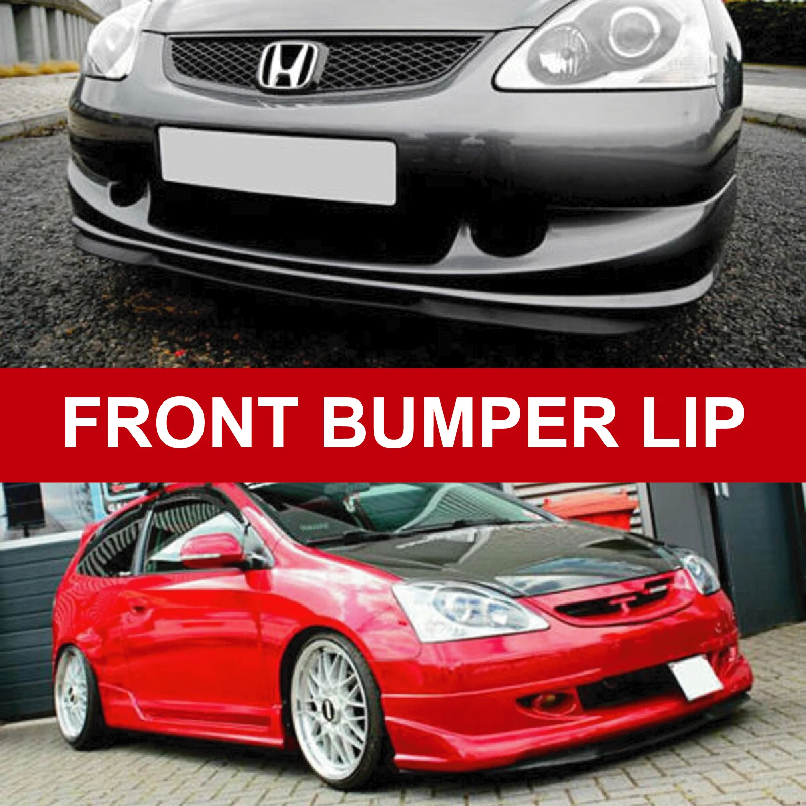 For Honda Civic Sii Sir CUPRA R Front Bumper Lip Universal 3pcs Diffuser Black Lower Leap Spoiler, Auto Car Accessories