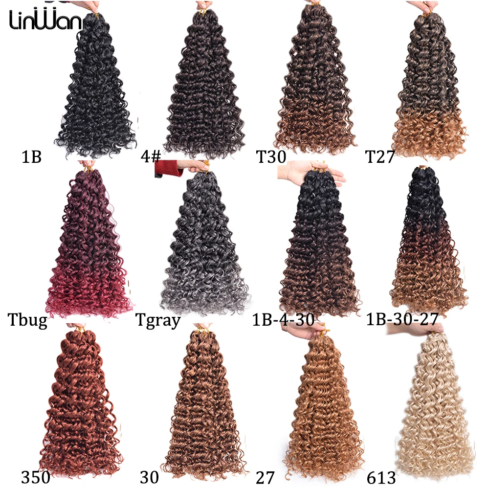 Ekstensi Rambut Sintetis 10 14 & 18 Inci Freetress Gogo Curl Crochet Kepang Rambut Afro Keriting Ombre Rambut Gelombang Air Pirang untuk Wanita