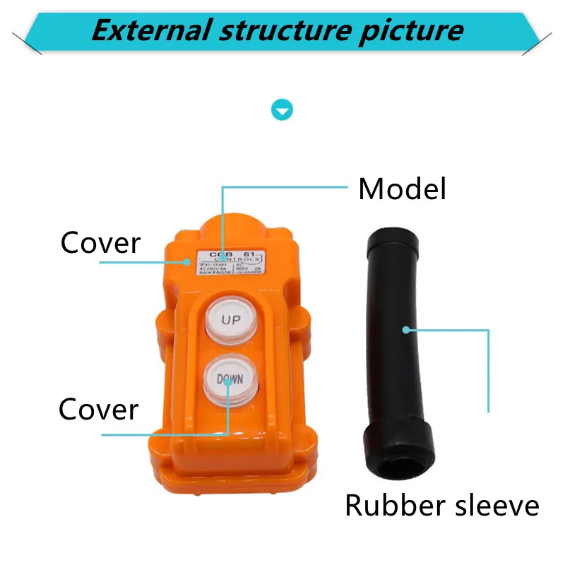 Up-Down Switch Control Station, Crane Pendant Hoist Push Button Switch Momentary COB61-UP-DOWN