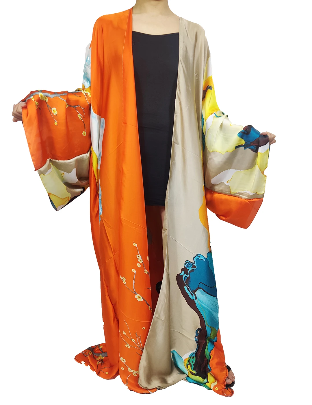 Fashion 2022 Summer Blogger Bohemian Ramadan Long Kimonos for Women Oversized Floral African Lady\'s Swimwear Duster Coat