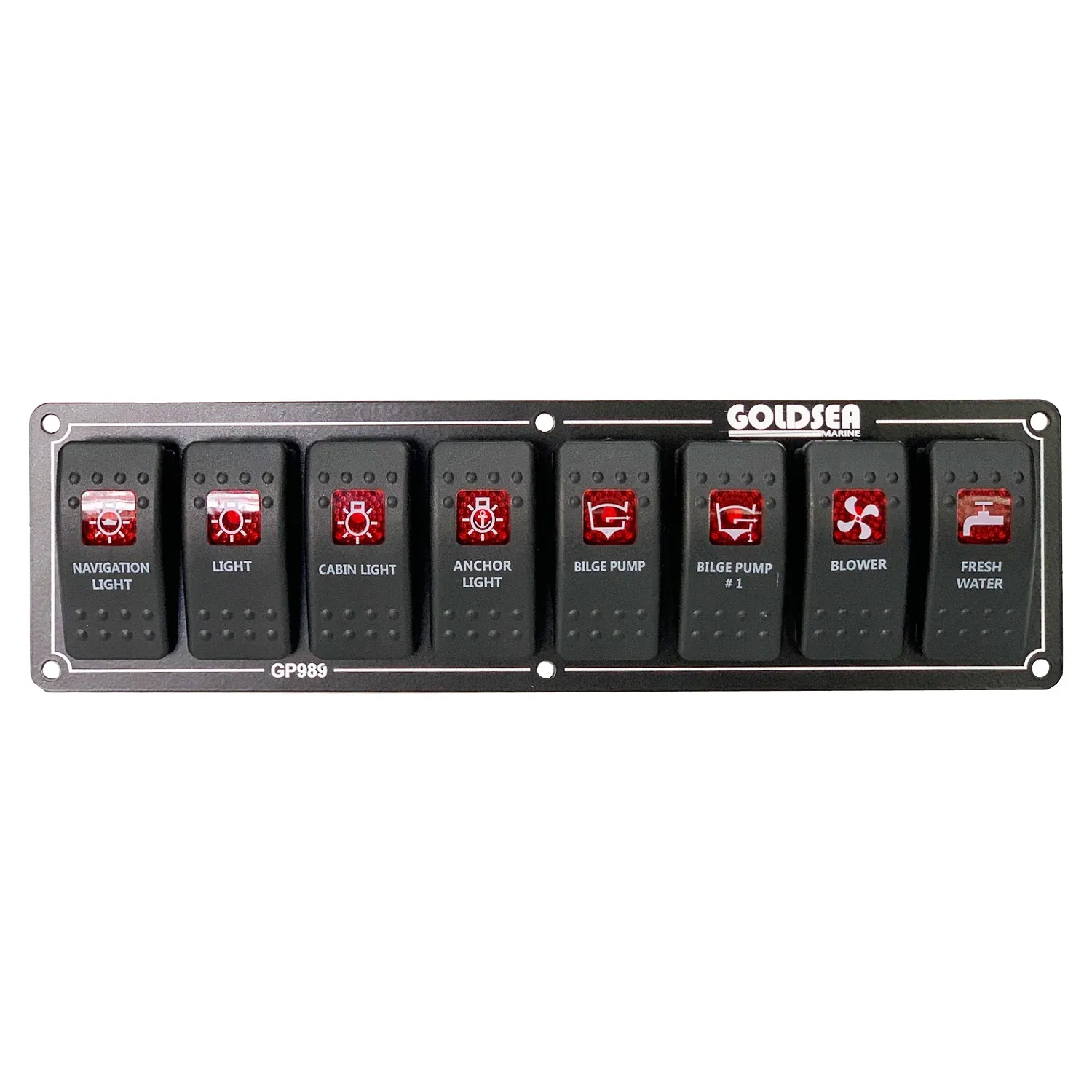 8 Key Switch Panel Slim Model Boat Caravan Keypad Keypad 12-24V PANEL 1.5mm THICKNESS ELECTROSTATIC OVEN PAINTED ALUMINUM MATERI