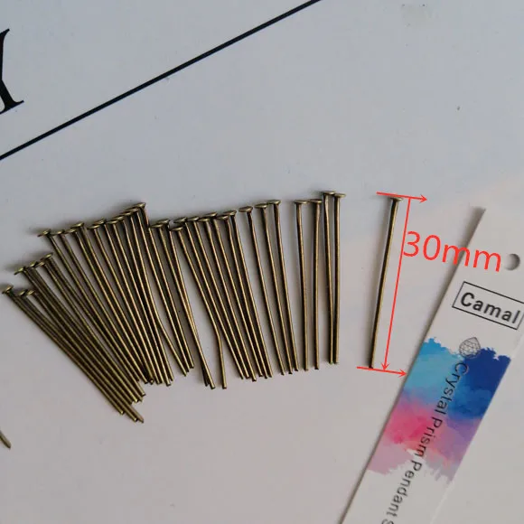 Camal 100pcs 30 millimetri Bronzo Antico Piatto Testa Dritta Spilli Connettore Per Prisma di Cristallo Lampada Lampadario A Sospensione FAI DA TE