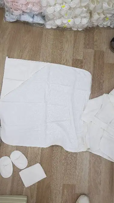 Baby Bathrobe Set All White Without Embroidery Customizable