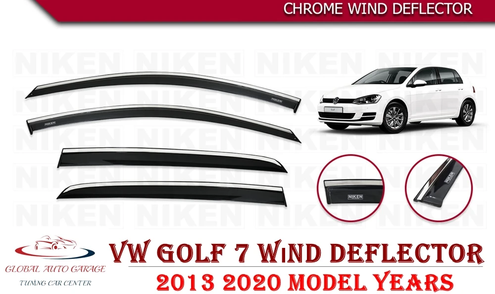 

For VOLKSWAGEN GOLF 7 Chrome Rain Wind Deflector 2013 2014 2015 2016 2017 2018 2019 2020 Sunshade Rain Guards Curtains Car Auto