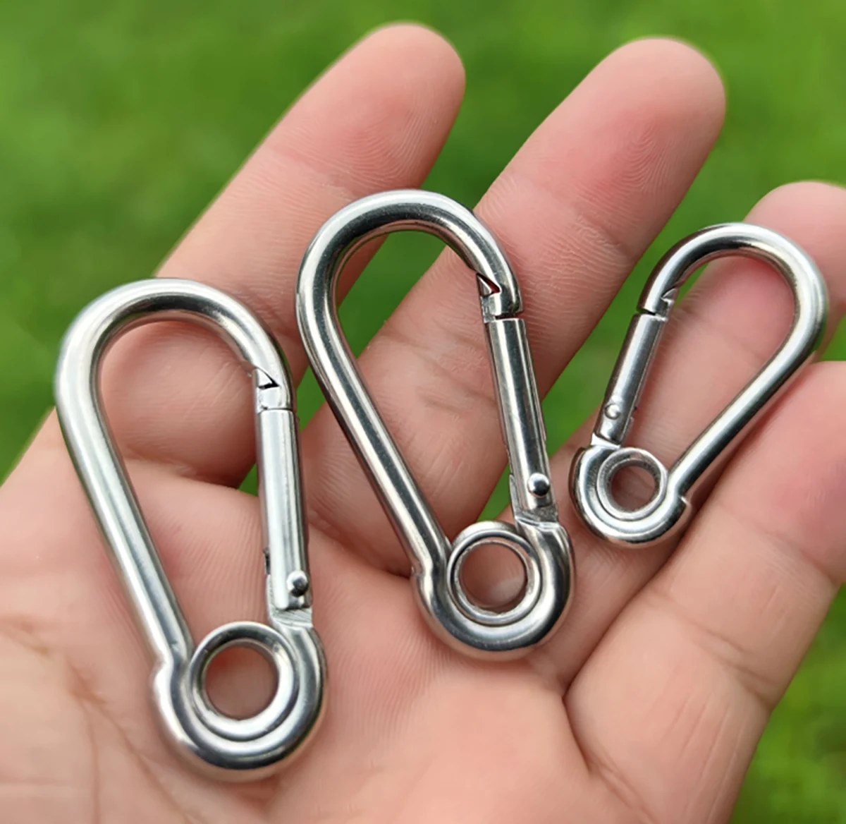 1Pcs 304/316 Stainless Steel Carabiner Carbine Snap Hook with Eyelet Spring Buckle Key Ring M4 M5 M6 M7 M8 M9 M10 M11 M12 M14