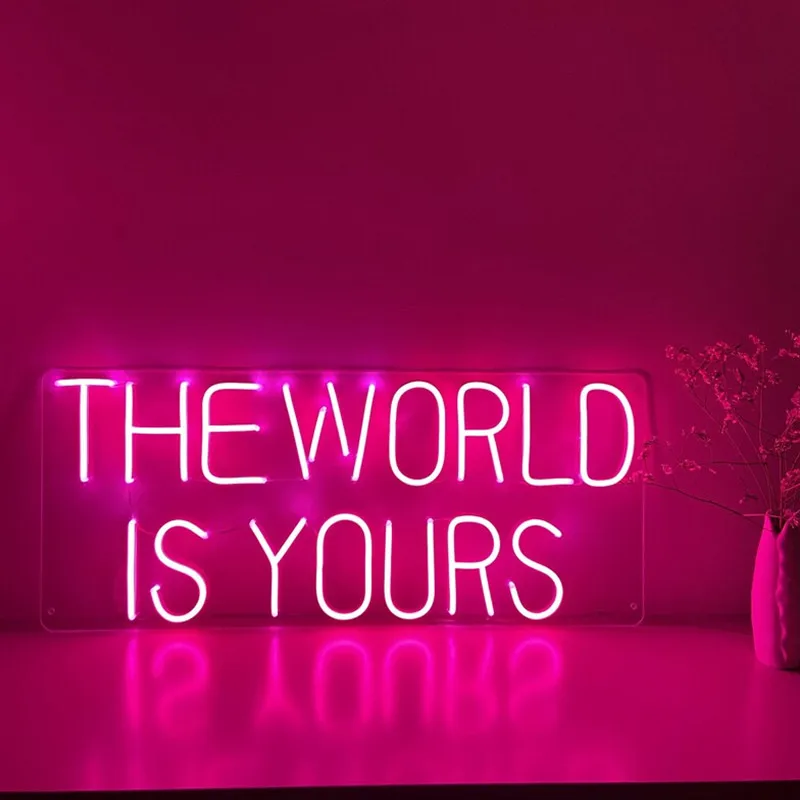 

The World Is Yours Neon Sign Custom Neon Light for Wedding Bedroom Decor Neon Light Wall Decoration Pink Neon Lamp Birthday Gift