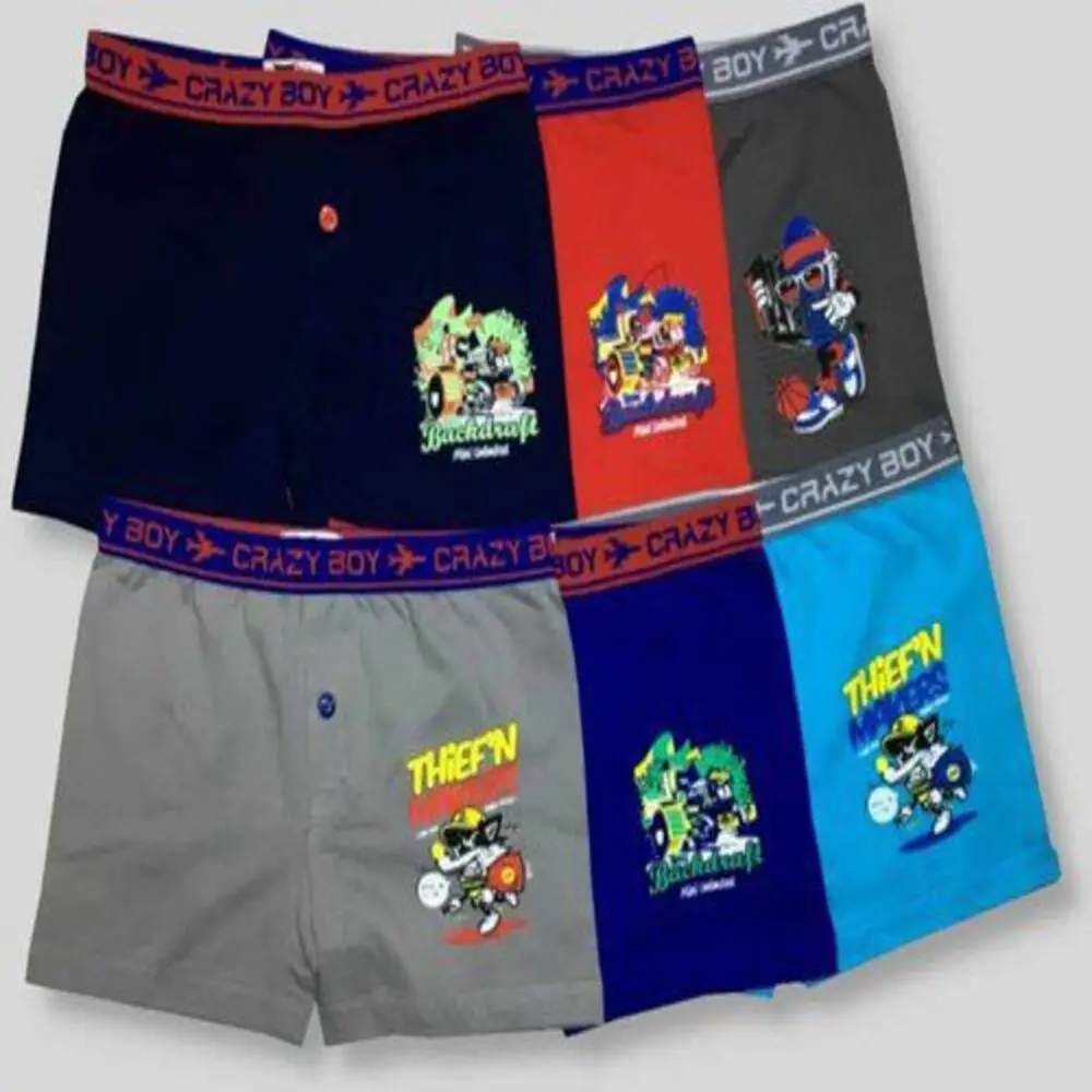 6 PCS PASSION Boys Elastane Printed Soft Cotton Boxer Briefs Package Product Content: 96% Cotton 4% Elastane