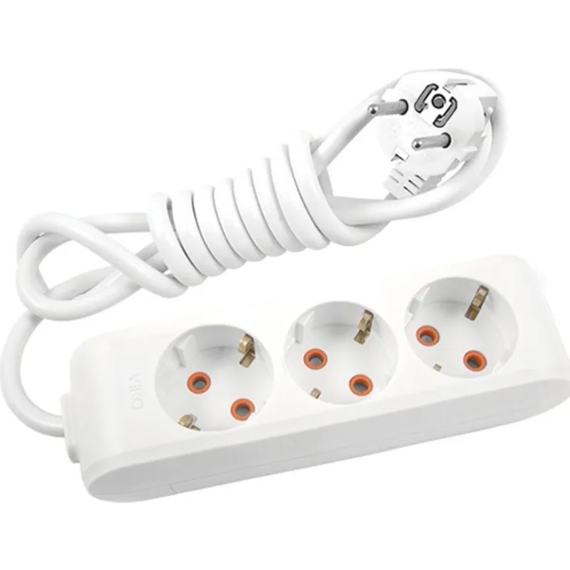 Viko Multi-Let Triple Socket Grounded Wired Child Protection 3 Meters-White Travel Power Strip Portable Extension Socket outlet