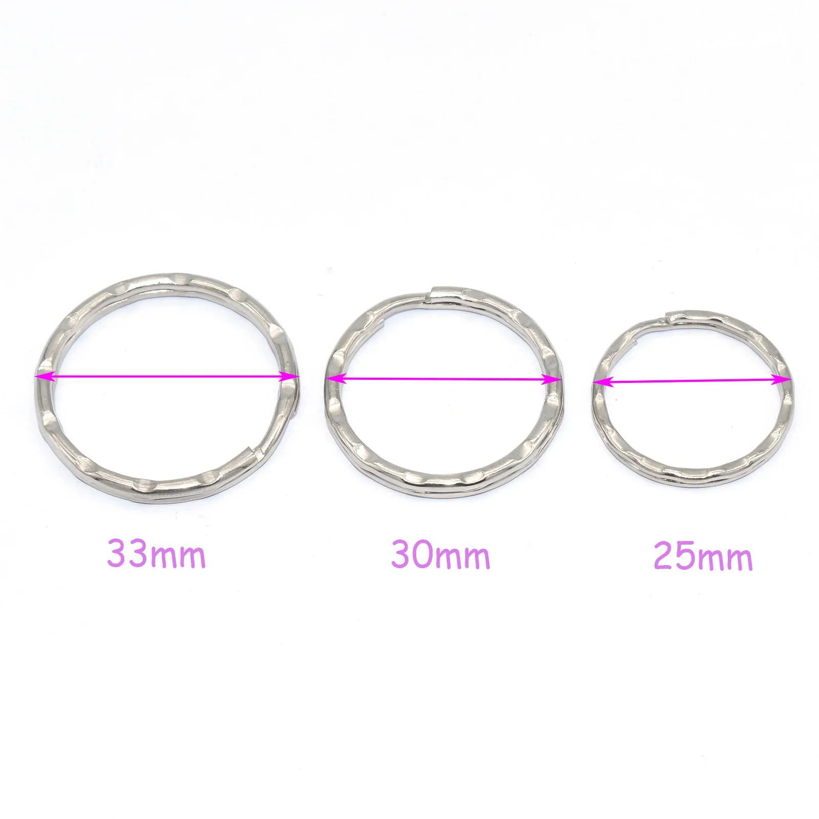 25mm/30mm/33mm Metal Keychain Rings Stainless Steel Knurling Key-Ring Jewelry Split Key Rings for Home Car Office Keys DIY