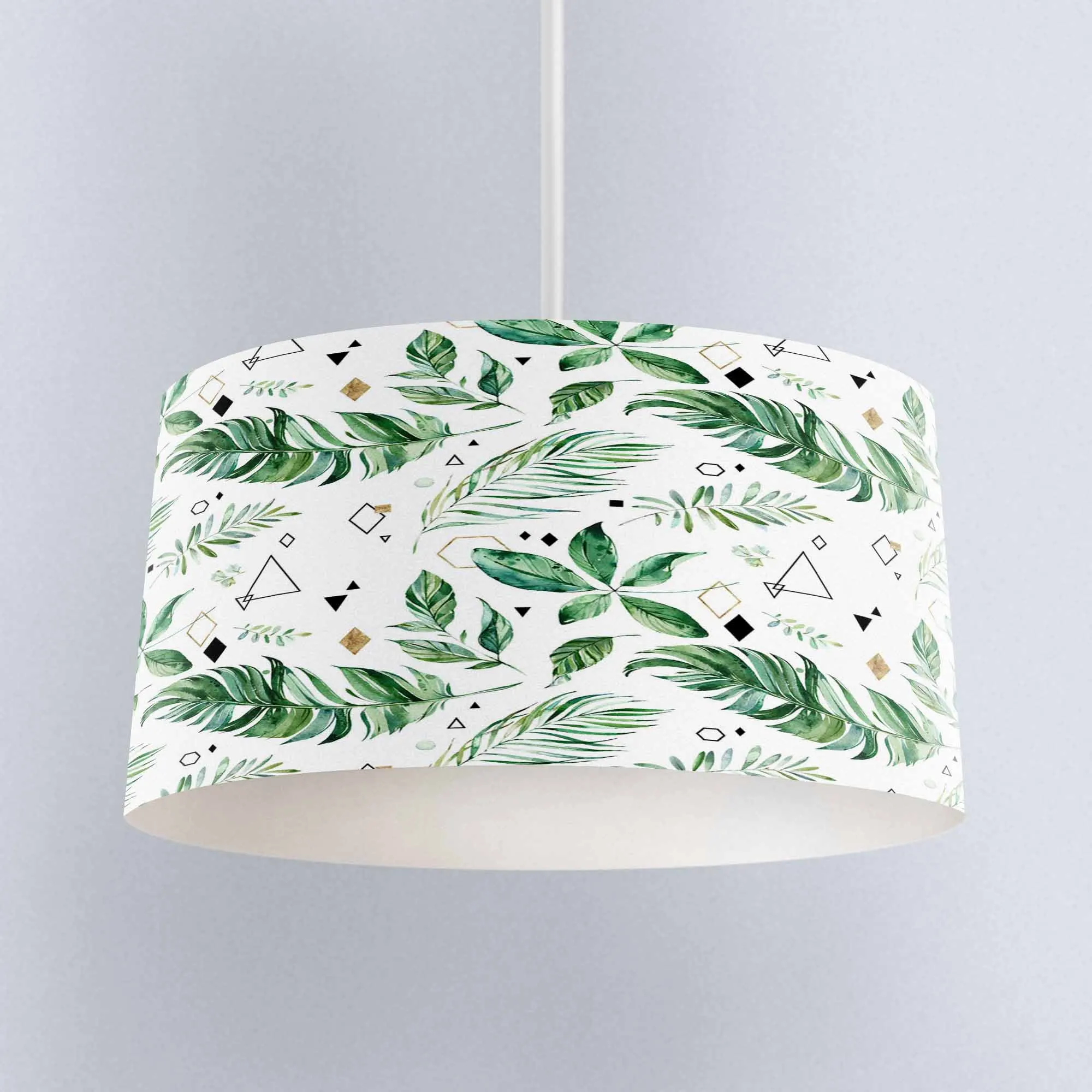 

Else Green White Tropical Leaves Floral Digital Printed Fabric Chandelier Lamp Drum Lampshade Floor Ceiling Pendant Light Shade