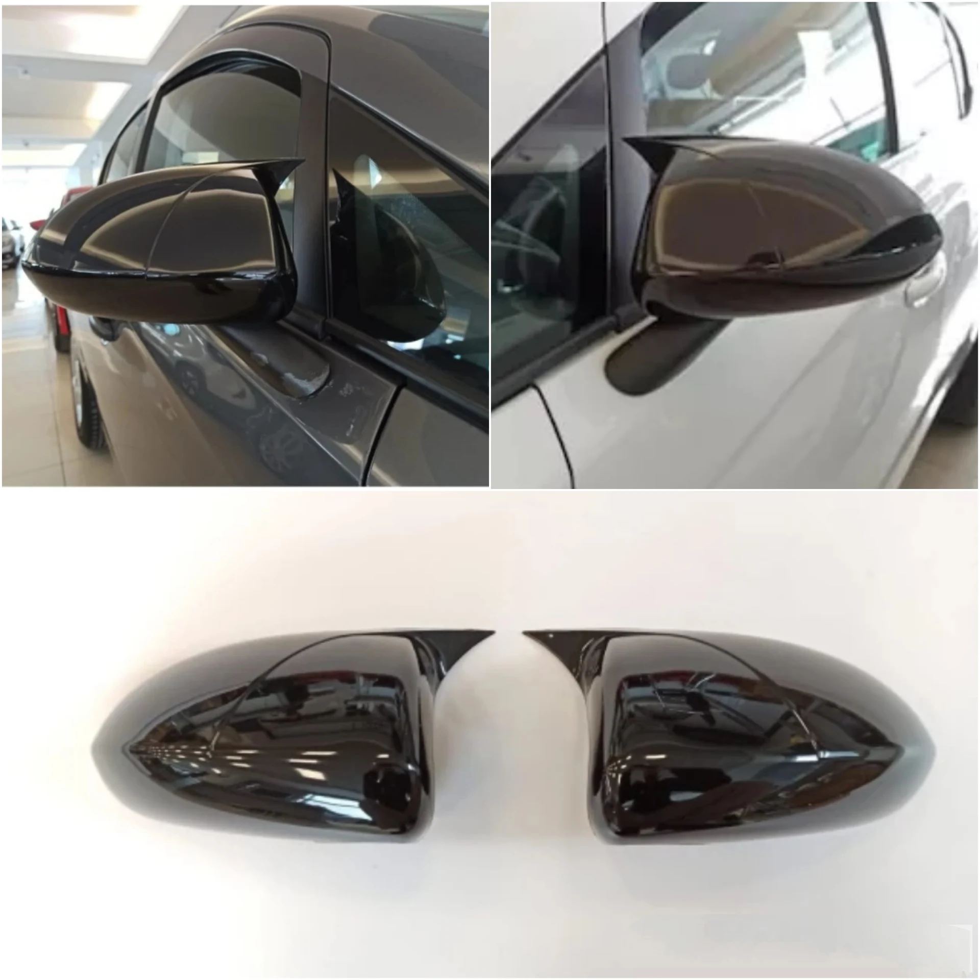 2 Pieces High Quality ABS Bat Style Mirror Cover Glossy Black 2006-2007-2008-2009-2010-2011-2012-2013-2014 For Opel Corsa D