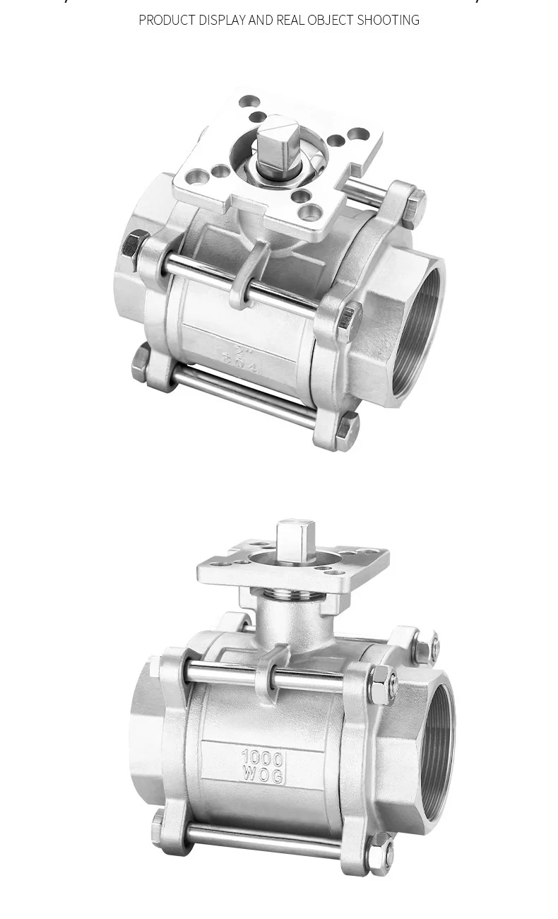 1/4" 3/8" 1/2" 3/4" 1" SS304 Edelstahl Hochplattform-Dreiteiliges Kugelventil mit Innengewinde DN8/DN10/DN15/DN20/DN25 – Detail 1