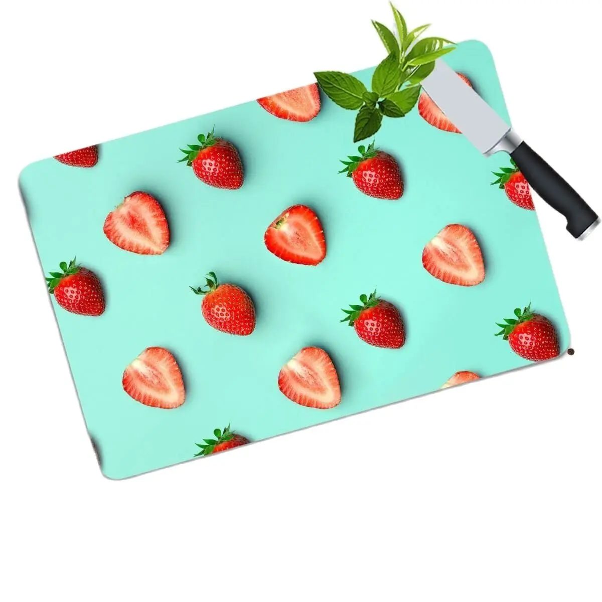 

Кухонная разделочная доска из закаленного стекла, термостойкая разделочная доска с клубничным узором, 30x40 см