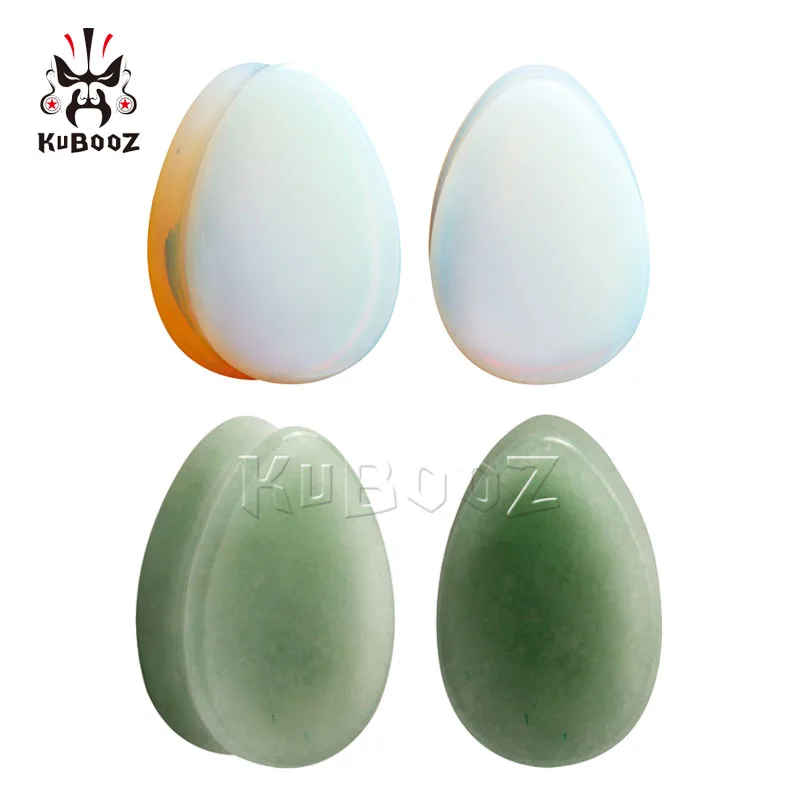 

Wholesale Price Water Drop Opal Green Stone Ear Gauges Plugs Tunnels Piercing Body Jewelry Earring Expanders Stretchers 36PCS