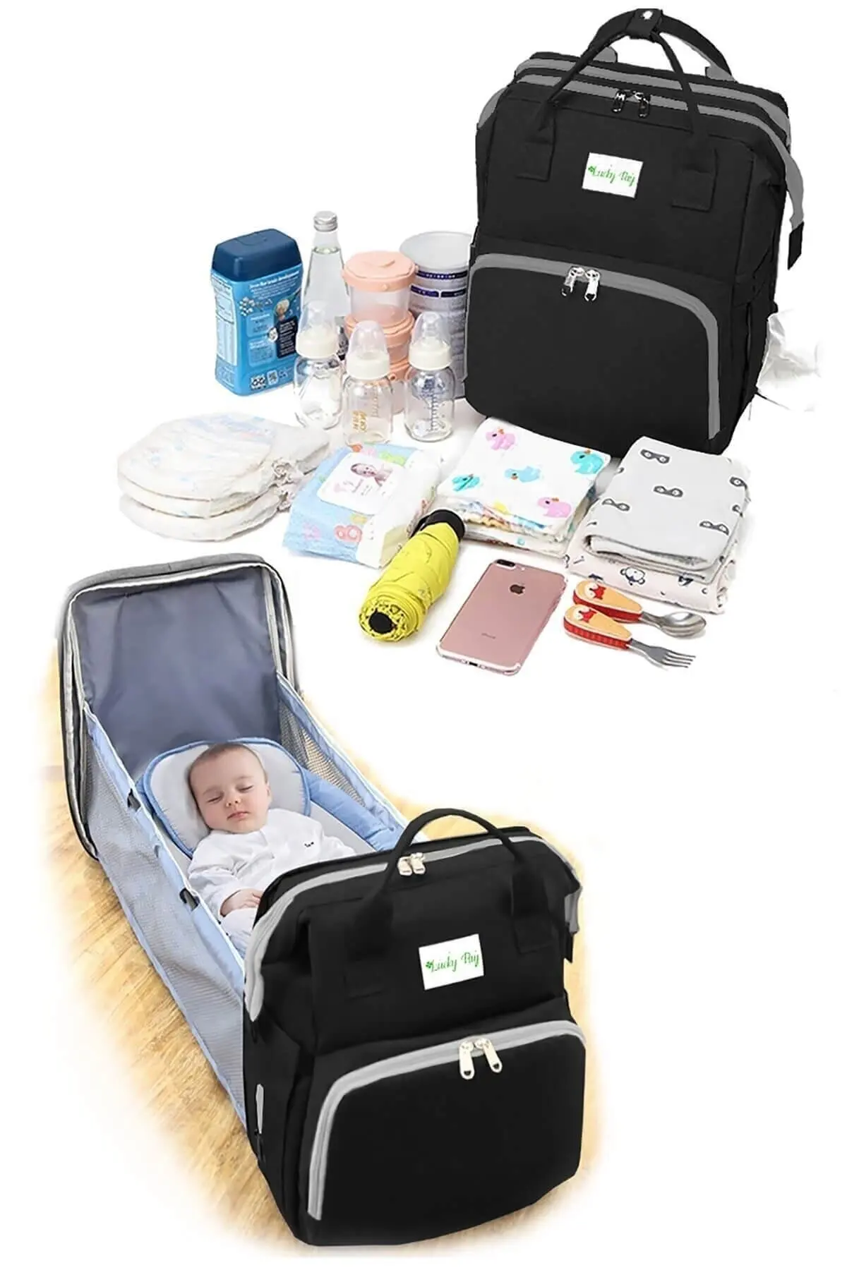 Baby Care Bag Functional Baby Bed Bag Liquid Proof Stroller Suspended Mother Bag Baby Care Bag With Bed