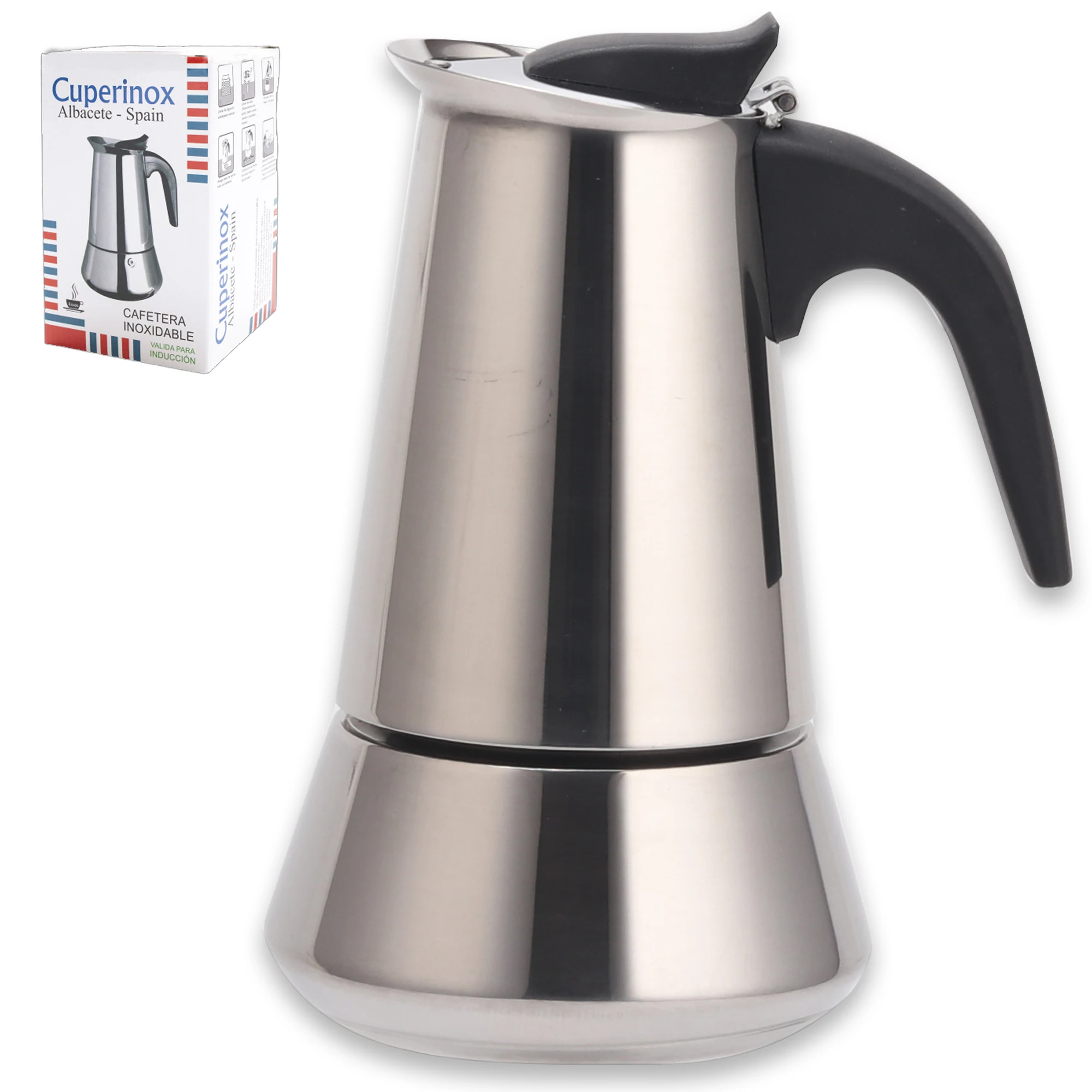 CUPERINOX coffee maker Italian induction | 10 cups | Plate express coffee maker gas and vitroceramic induction | For coffee spres