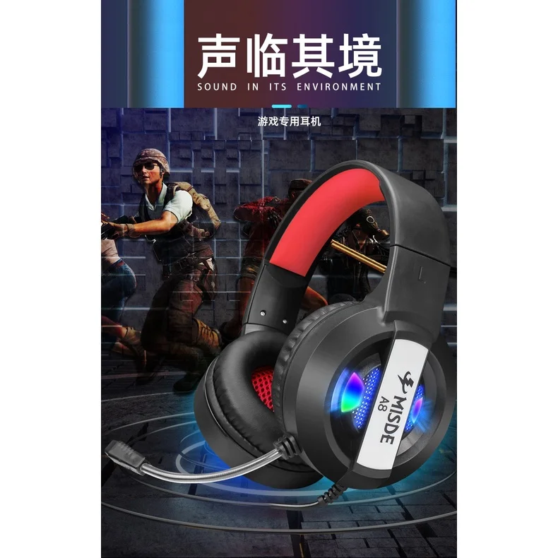 FONE GAMER HEADSET A8 MISDE COM LED E MICROFONE