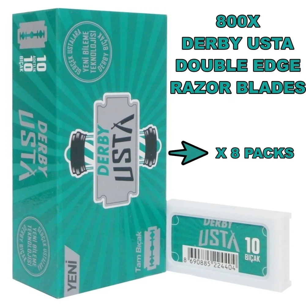 

Derby Usta Double Edge Razor Blades 8 Pack / 800 Blades