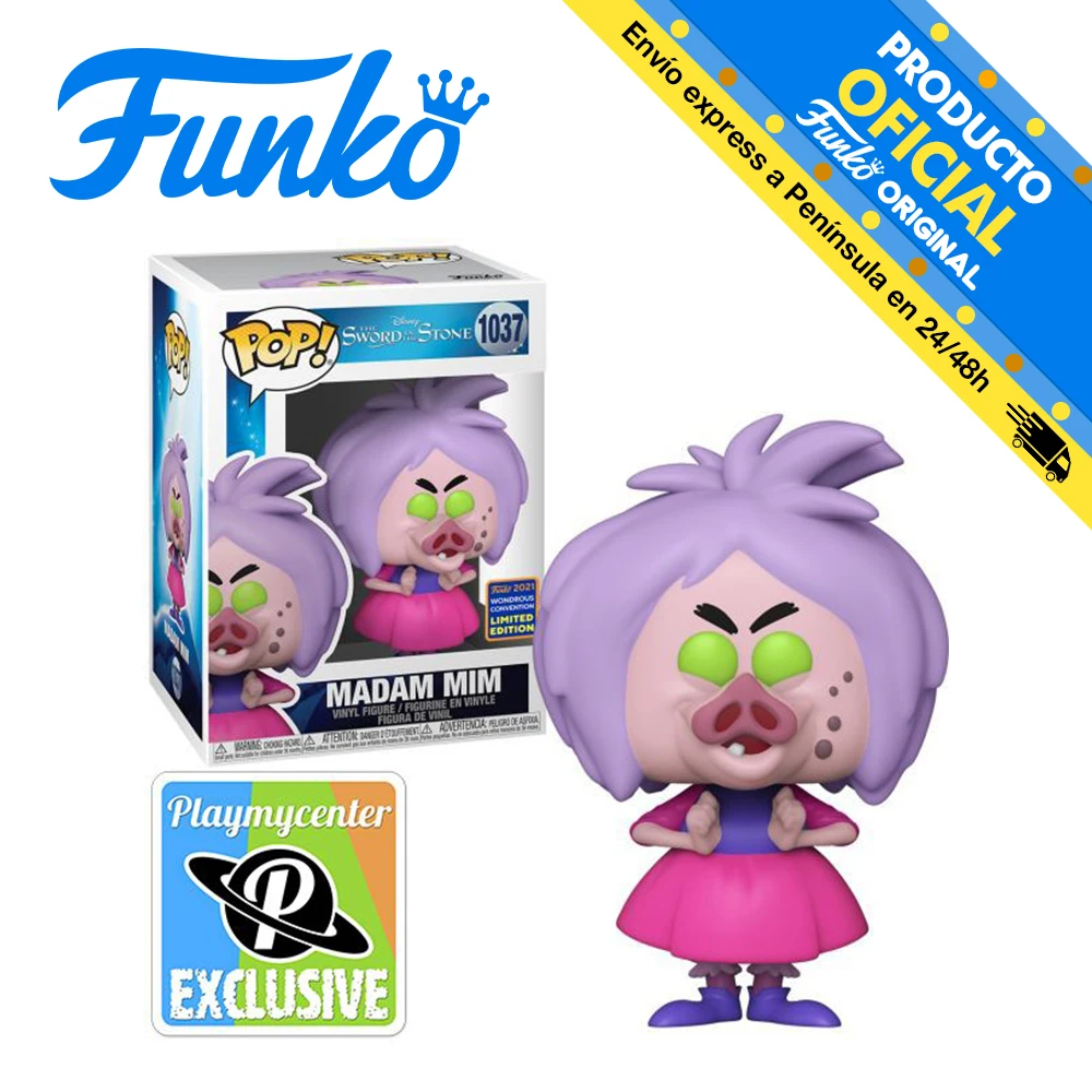 Funko Pop! Merlin the Charming-Madam Mim Exclusive playmycenter wondercon 2021, 48548, No. 1037, original, Toys for Boys, Girls, Gifts, Collector, Figures, Dolls, Shop, with Box, New, official license