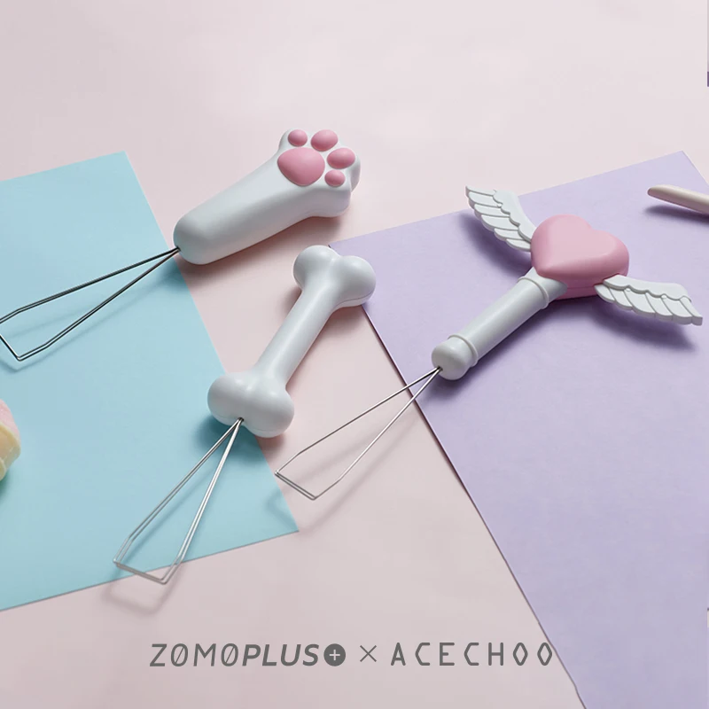 ZOMOPLUS X ACECHOO Kawaii Cute Cat Paw Fairy Stick Golden Hoop Keycap Puller for Mechanical Keyboard Custom Keyboard Key Puller